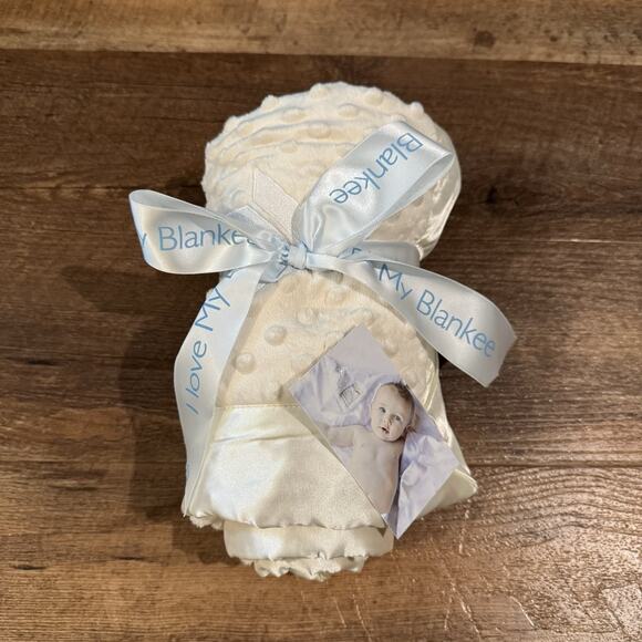 NWT My Blankee by Luca Charles Minky Dot Velour Satin Trim Baby Blanket Lovey - Picture 1 of 4